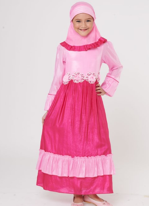 Baju Gamis Anak Perempuan Umur 12 Tahun Rok Rempel Renda Pink