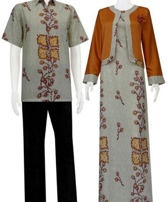 Baju Gamis Batik Kombinasi Polos Modern Blazer Bahan Katun Kuning Kunyit