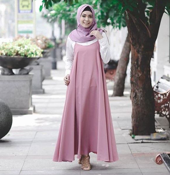 Contoh Model Baju Gamis Modern Anak Muda Masa Kini Slip Dress Lavender