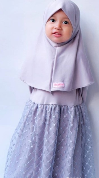 Gamis Katun Anak Katun Jepang Kombinasi Tile Mewah Soft Grey