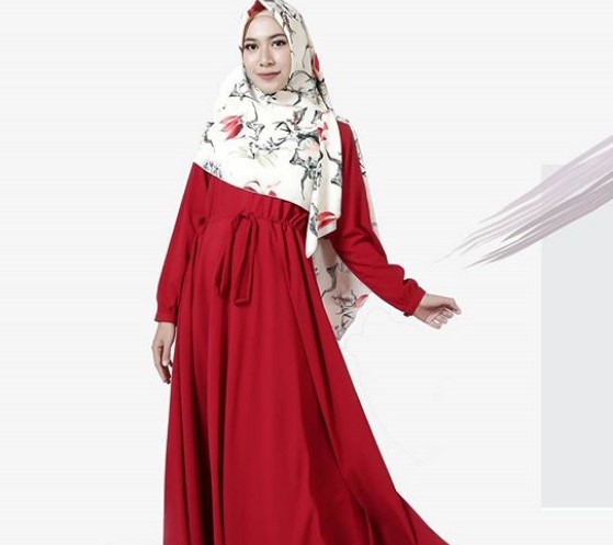 Koleksi Baju Gamis Syar’i Tanah Abang Modern Simple Tali Pinggang Merah
