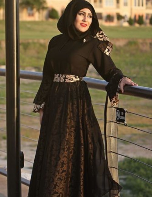 Long Dress Batik Kombinasi Brokat Warna Hitam