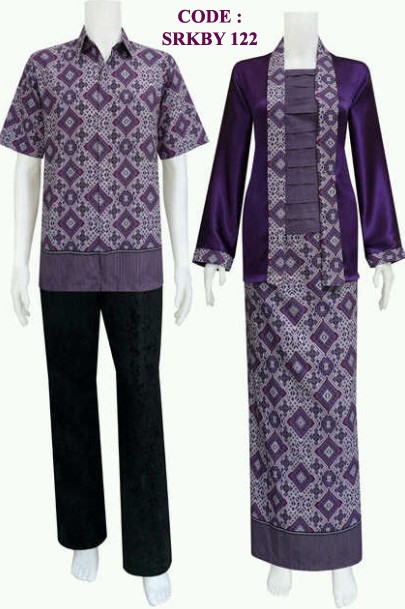Model Baju Gamis Batik Kombinasi Blazer Terbaru Couple Ungu Tua
