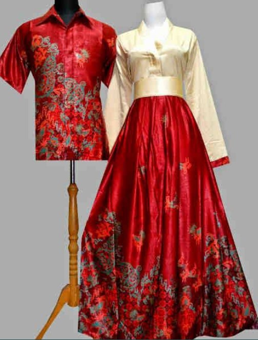 Model Baju Gamis Batik Kombinasi Satin Maroon Cream