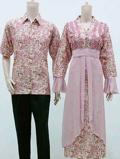 Model Baju Gamis Batik Kombinasi Sifon Pink