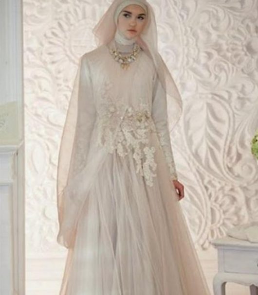 Model Baju Gamis Pesta Pernikahan Broken White
