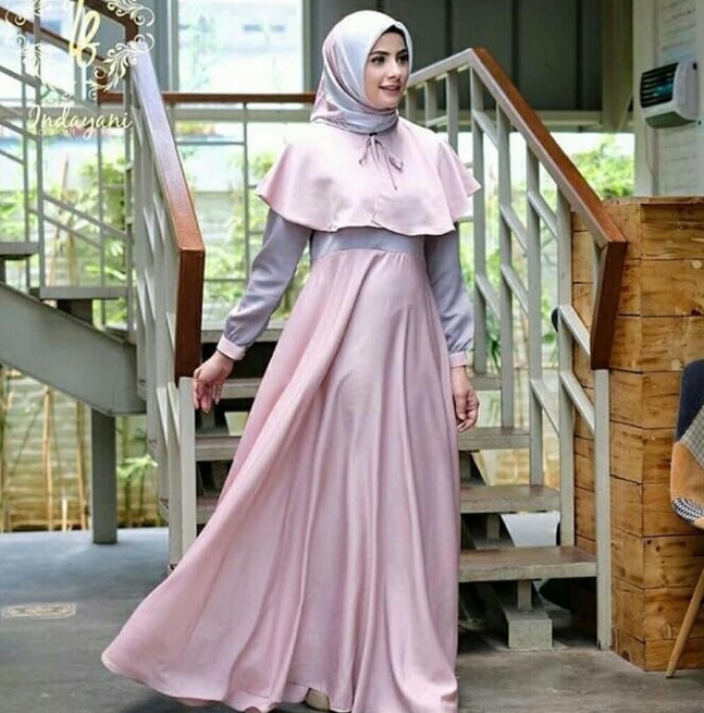 Model Baju Gamis Syar'i Ala Oki Setiana Dewi Cape Soft Pink
