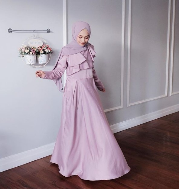 Model Baju Gamis Trend Anak Muda Sekarang Rempel Lavender