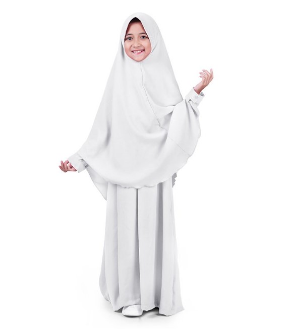 Model Baju Gamis Untuk Anak Perempuan Simpel Syar'i Putih Polos