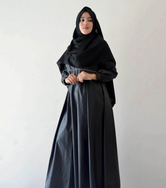 Model Baju Gamis Untuk Orang Gemuk Biar Kelihatan Langsing Abu Tua