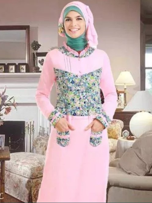 Model Batik Kombinasi Kain Polos Katun Pink