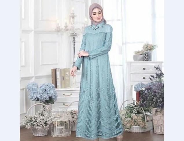 Model Kebaya Muslim Dress Biru Muda