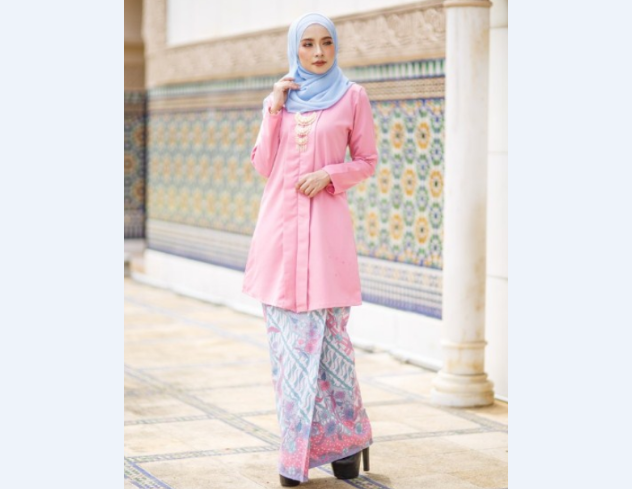 Model Kebaya Muslim Kutubaru Pink Biru