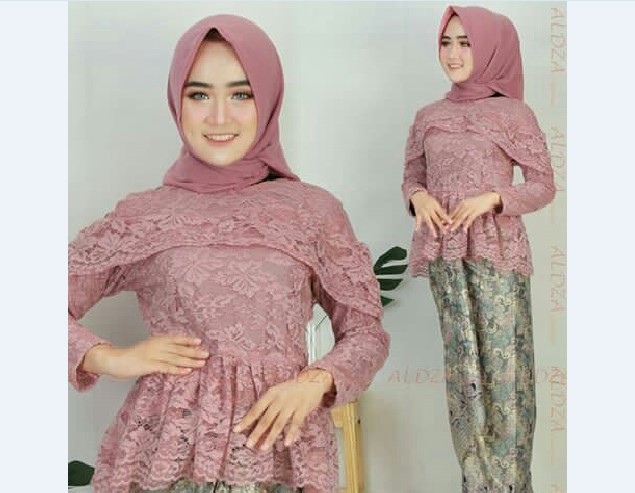 Model Kebaya Muslim Peplum Pink